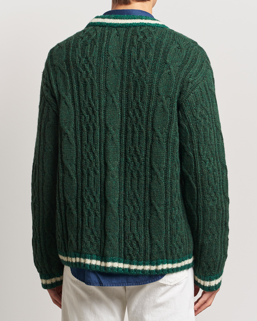 Hombres | Jerséis y prendas de punto | GANT | Seasonal G Cable V-neck Cardigan Tartan Green