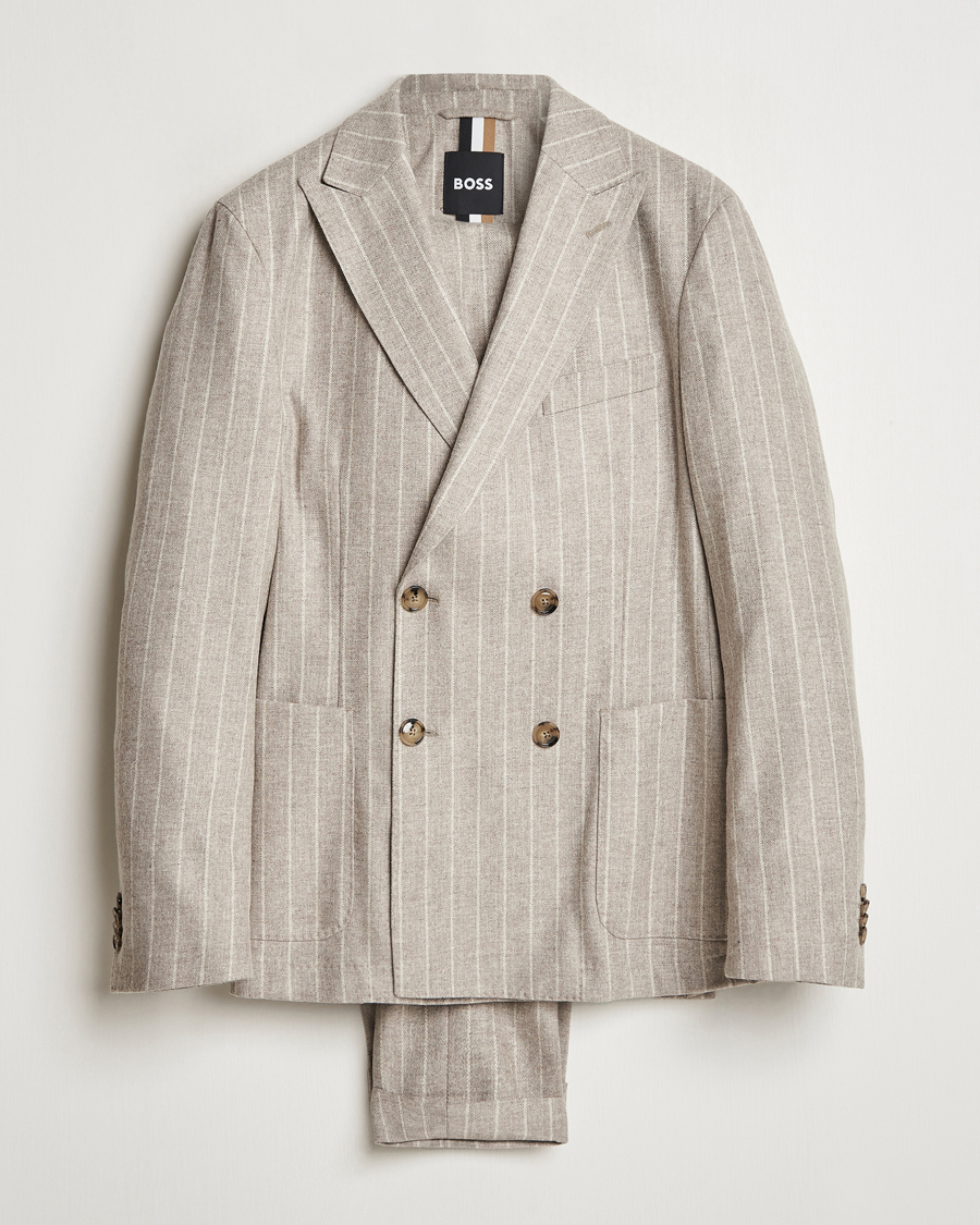 Hombres | Trajes | BOSS BLACK | Hanry Wool Pinstriped Suit Light Beige