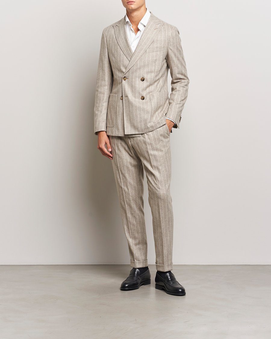 Hombres | Trajes | BOSS BLACK | Hanry Wool Pinstriped Suit Light Beige