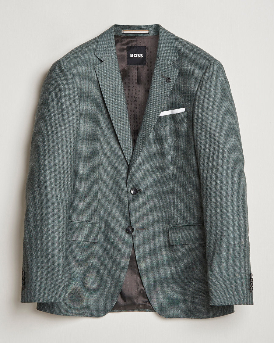 Hombres | Blazers | BOSS BLACK | Hutson Wool Dogtooth Blazer Light Green