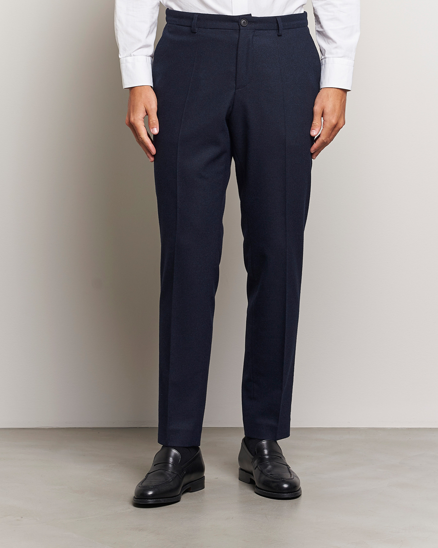 Hombres | Pantalones | BOSS BLACK | Genius Wool Tech Trousers Dark Blue