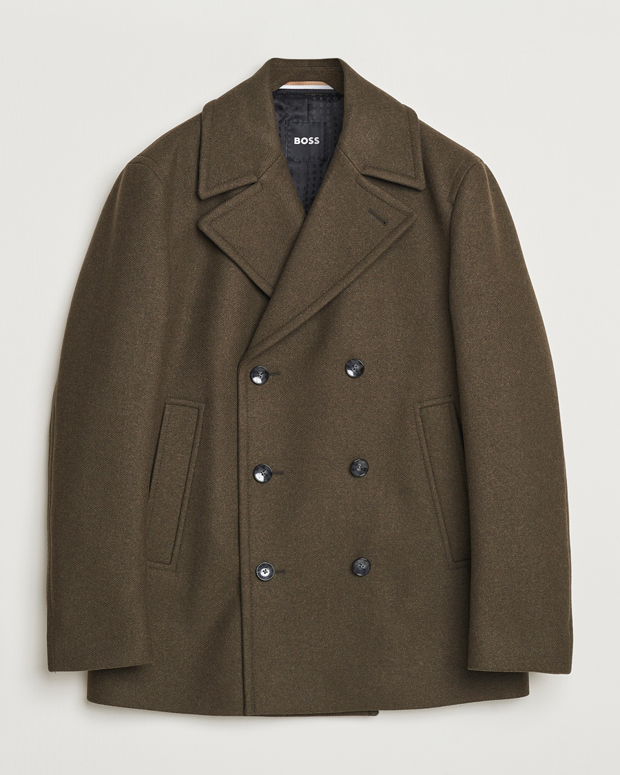 Hombres | Abrigos y chaquetas | BOSS BLACK | Clay Wool Peacoat Open Green