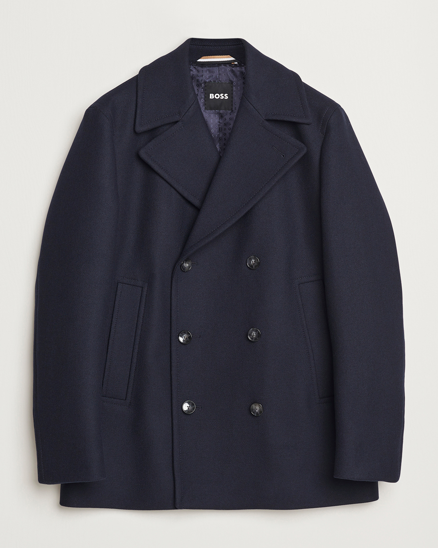 Hombres | Abrigos y chaquetas | BOSS BLACK | Clay Wool Peacoat Dark Blue