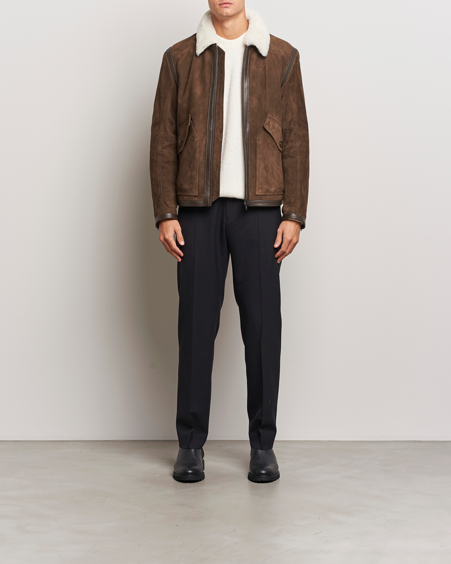Hombres | Abrigos y chaquetas | BOSS BLACK | Montel Suede Searling Bomber Jacket Brown