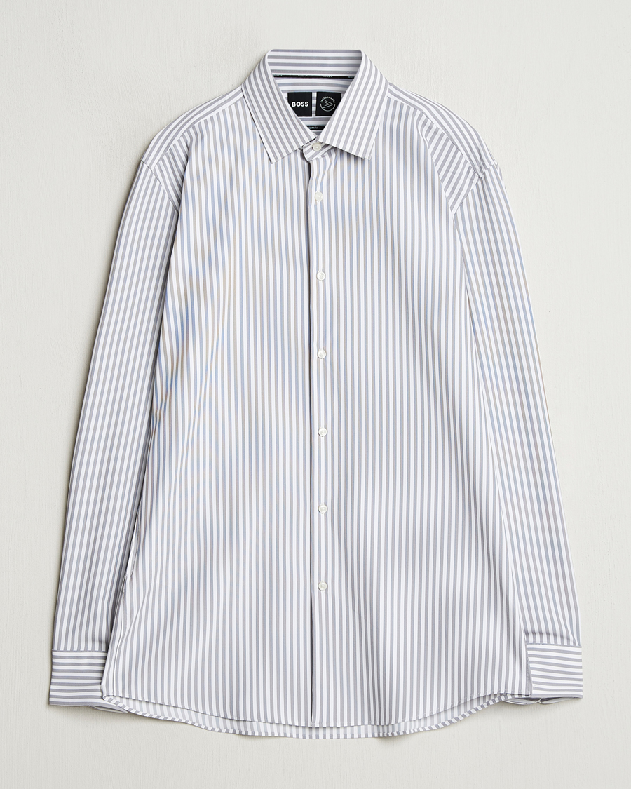 Hombres | Camisas | BOSS BLACK | Hank Striped 4-Way Stretch Shirt Grey/White