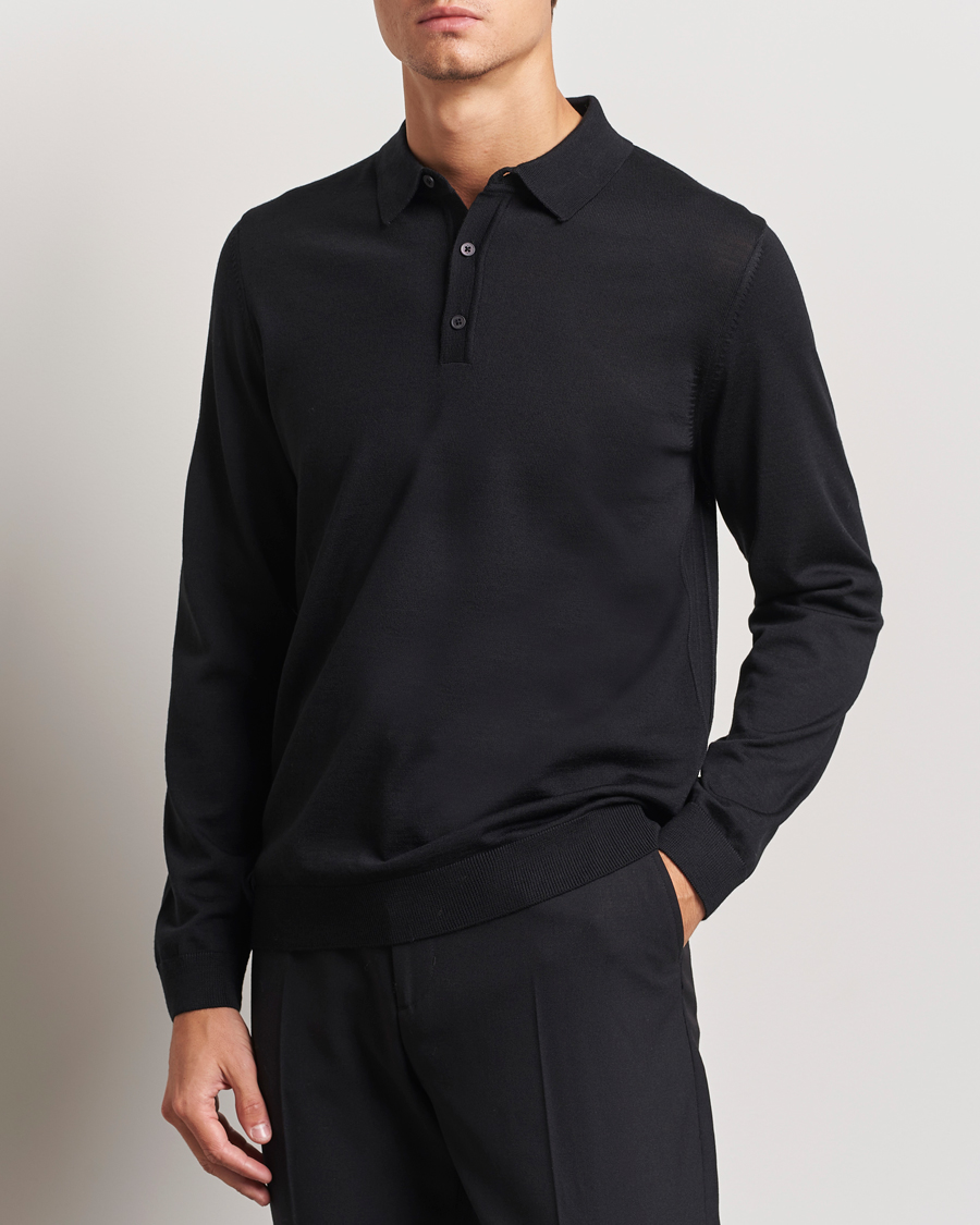 Hombres | Jerséis y prendas de punto | BOSS BLACK | Lancione Merino Knitted Polo Black