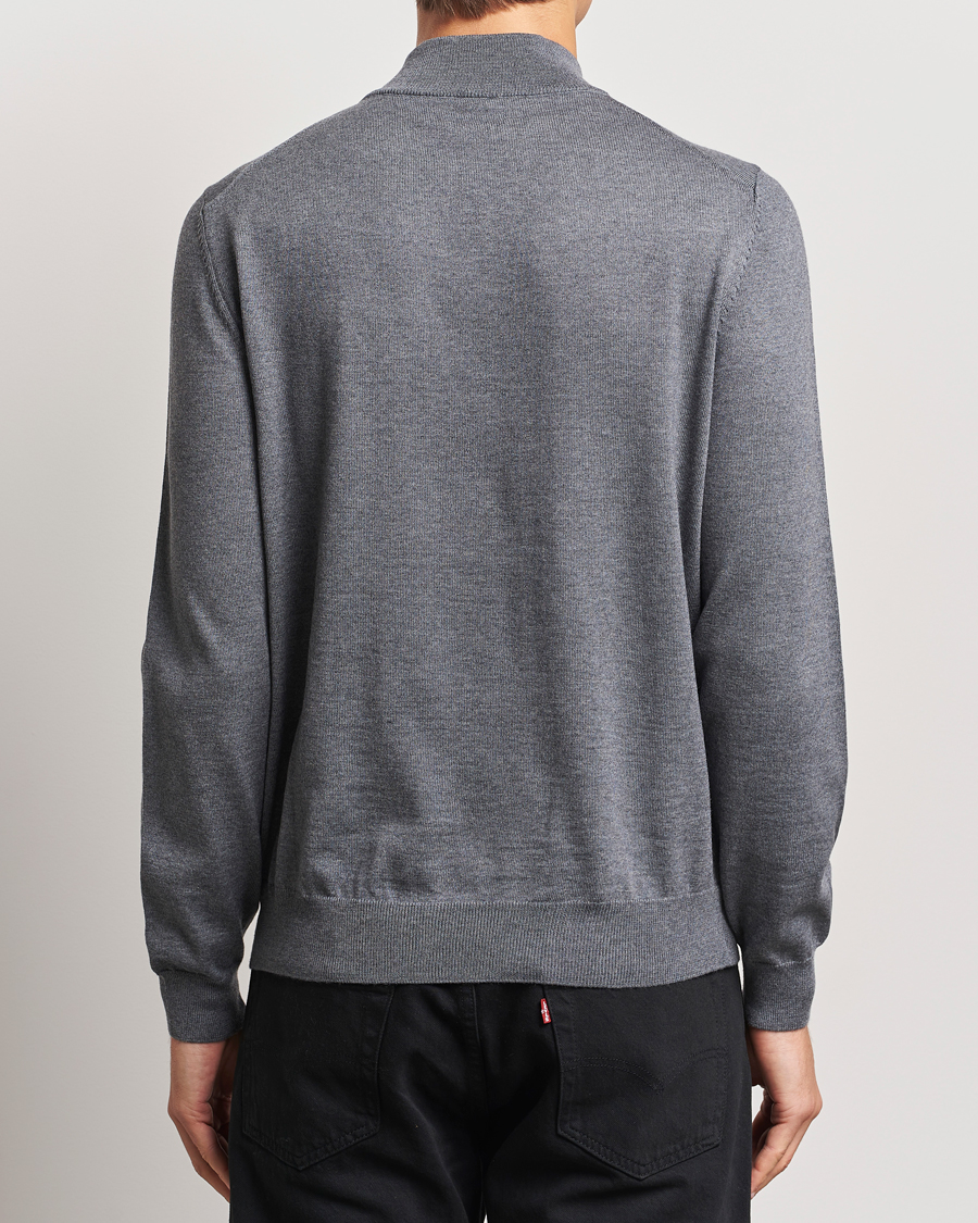 Hombres | Jerséis y prendas de punto | BOSS BLACK | Ebenji Merino Knitted Half Zip Medium Grey