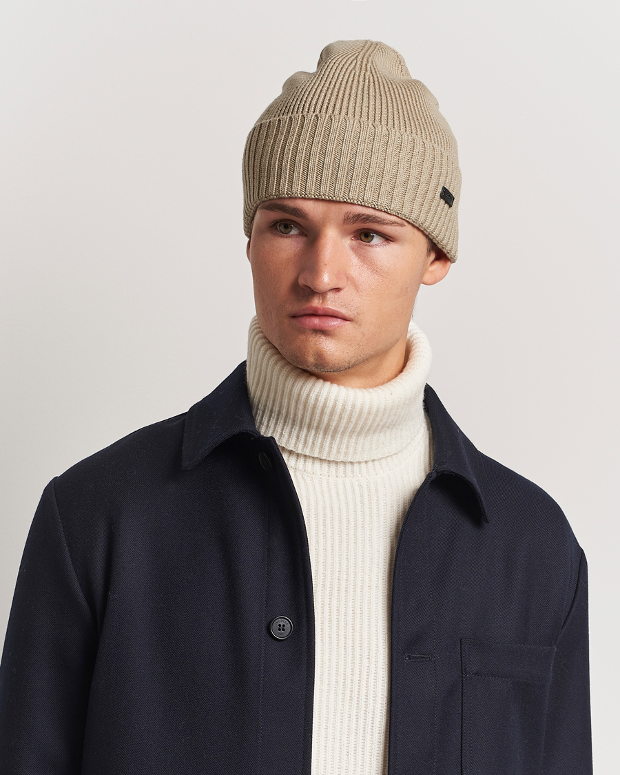 Hombres | BOSS BLACK Fati Wool Beanie Light Beige | BOSS BLACK | Fati Wool Beanie Light Beige