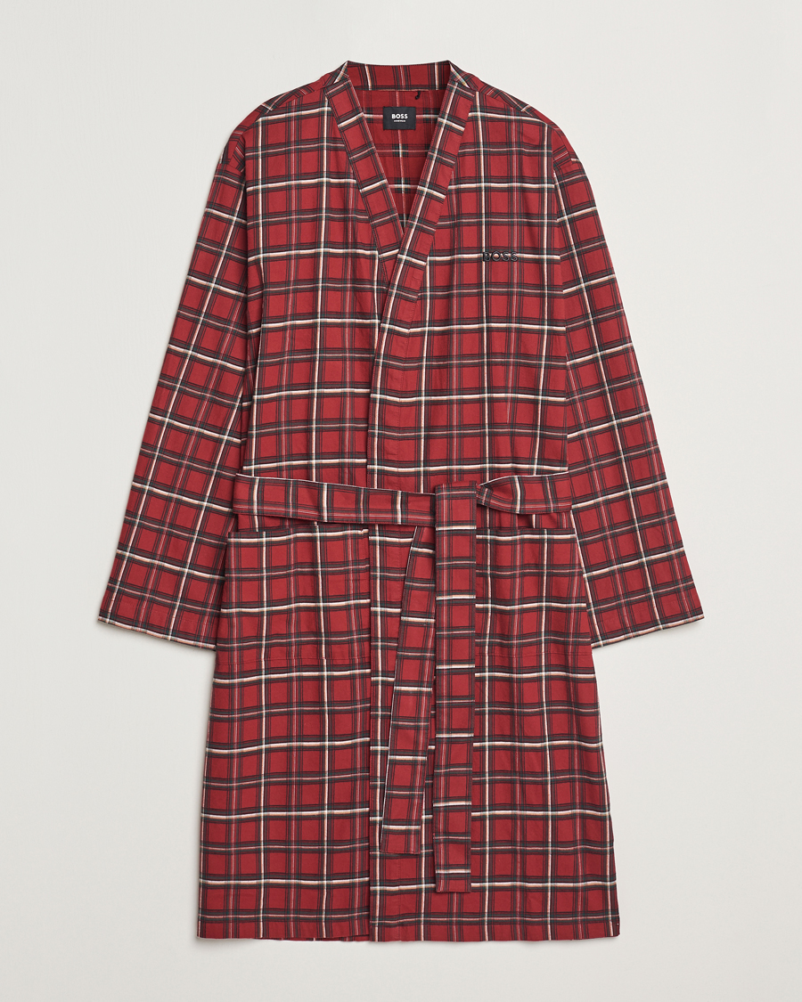 Hombres | Pijamas y batas | BOSS BLACK | Holiday Checked Robe Dark Red