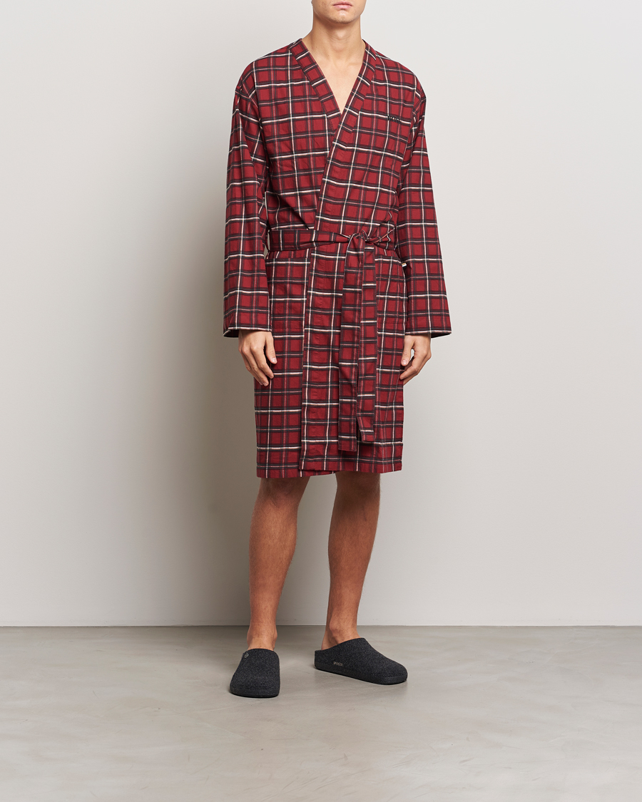 Hombres | Pijamas y batas | BOSS BLACK | Holiday Checked Robe Dark Red
