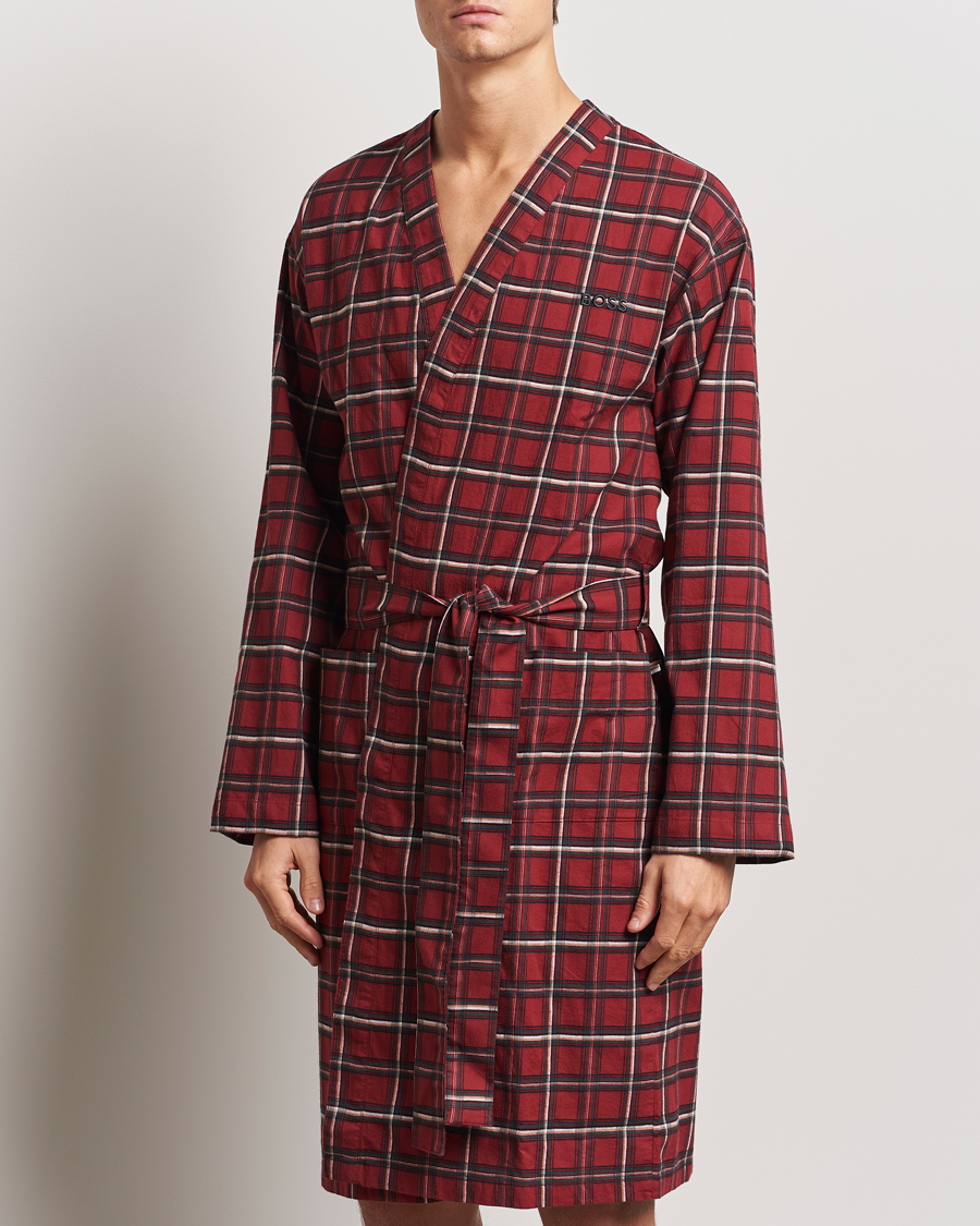 Hombres | Pijamas y batas | BOSS BLACK | Holiday Checked Robe Dark Red