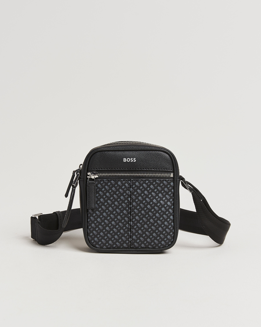Hombres | BOSS BLACK Zair Monogram Shoulder Bag Black | BOSS BLACK | Zair Monogram Shoulder Bag Black