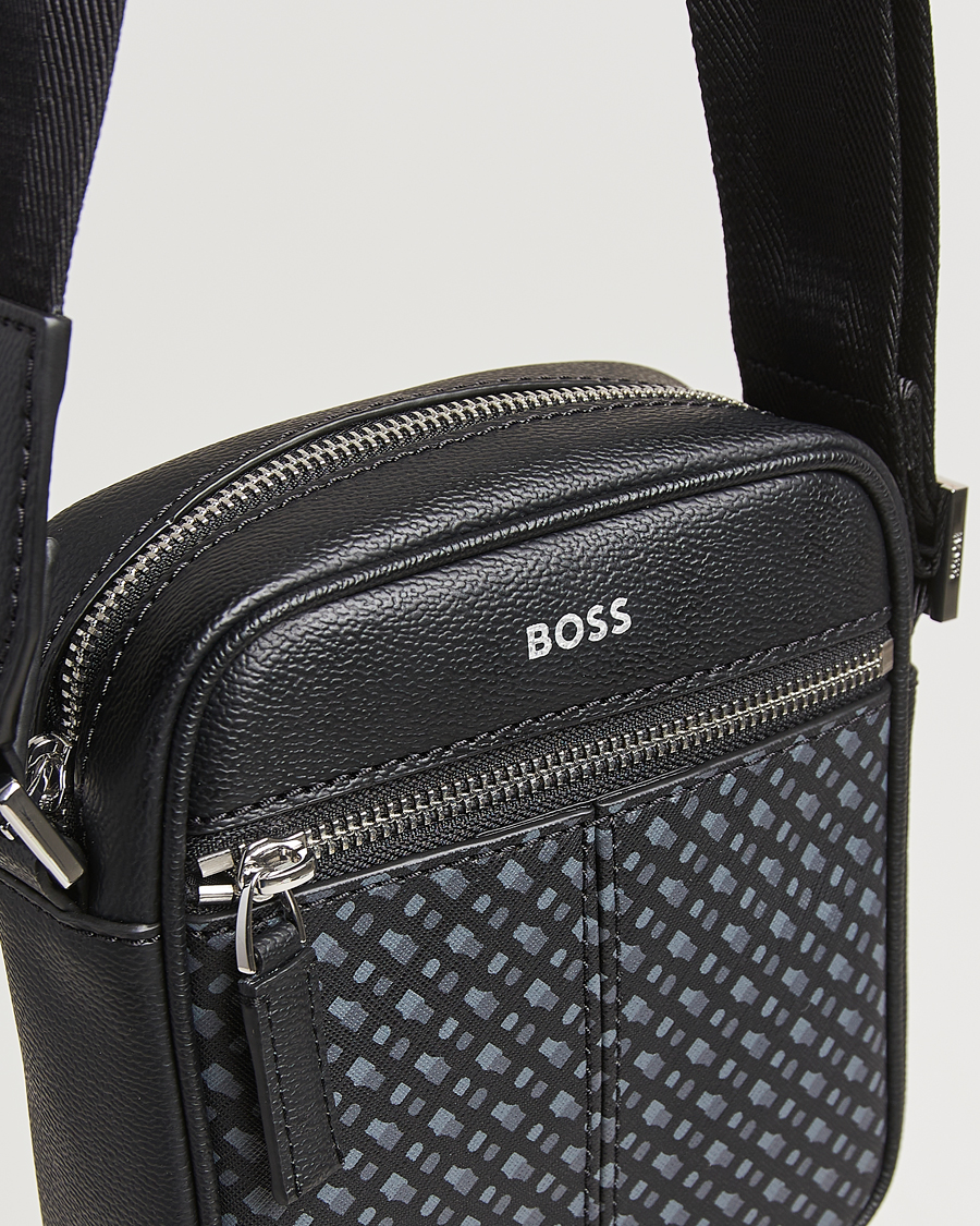Hombres | BOSS BLACK Zair Monogram Shoulder Bag Black | BOSS BLACK | Zair Monogram Shoulder Bag Black
