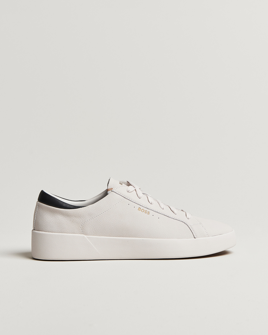 Hombres | BOSS BLACK Belwar Leather Sneaker Open White | BOSS BLACK | Belwar Leather Sneaker Open White