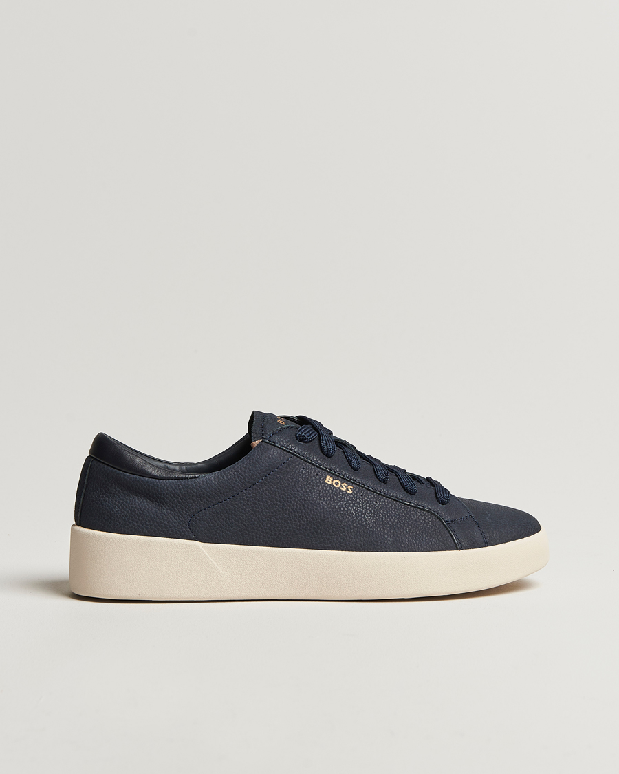 Hombres | BOSS BLACK Belwar Leather Sneaker Dark Blue | BOSS BLACK | Belwar Leather Sneaker Dark Blue