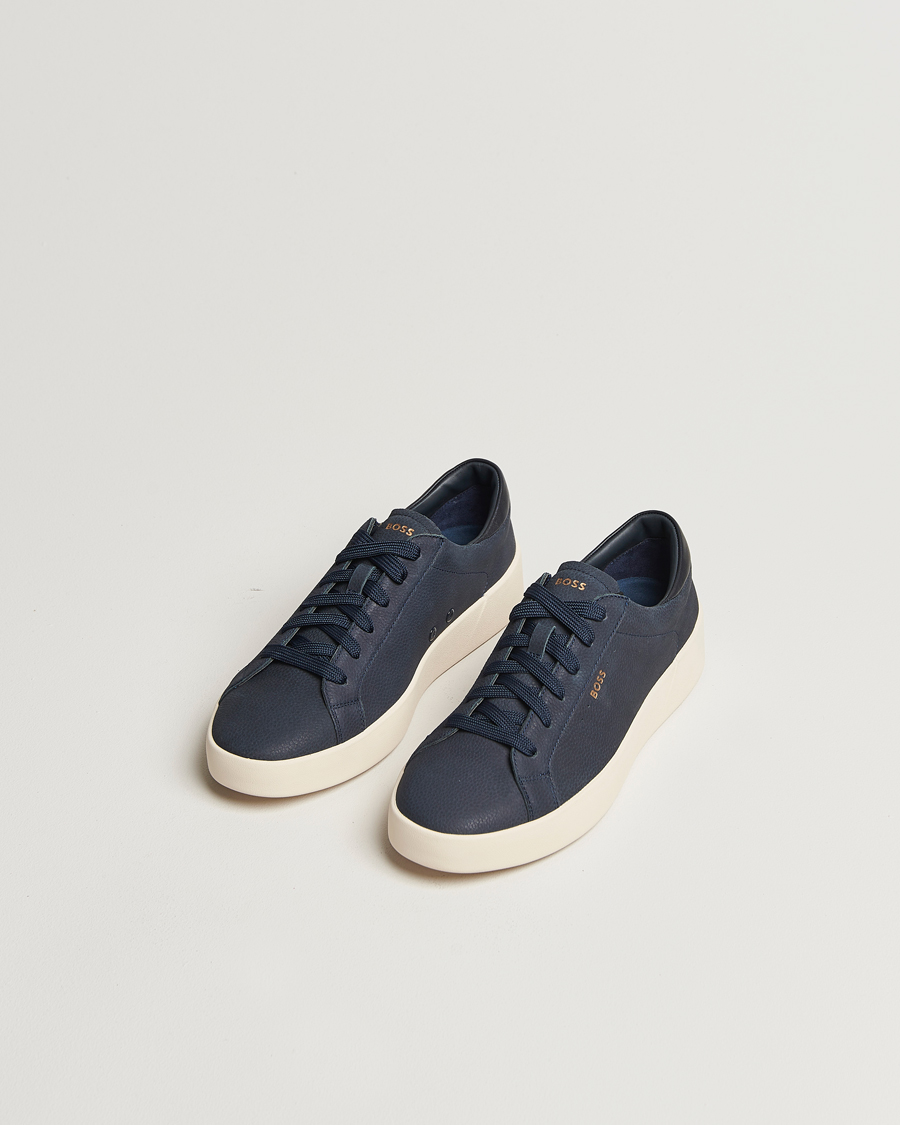 Hombres | BOSS BLACK Belwar Leather Sneaker Dark Blue | BOSS BLACK | Belwar Leather Sneaker Dark Blue