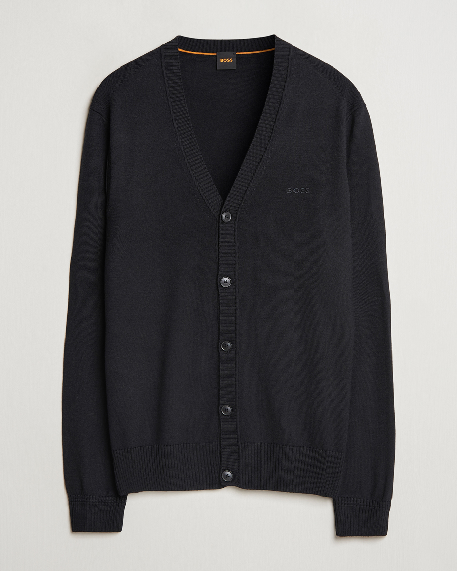 Hombres | Jerséis y prendas de punto | BOSS ORANGE | Avac Wool Knitted Cardigan Black