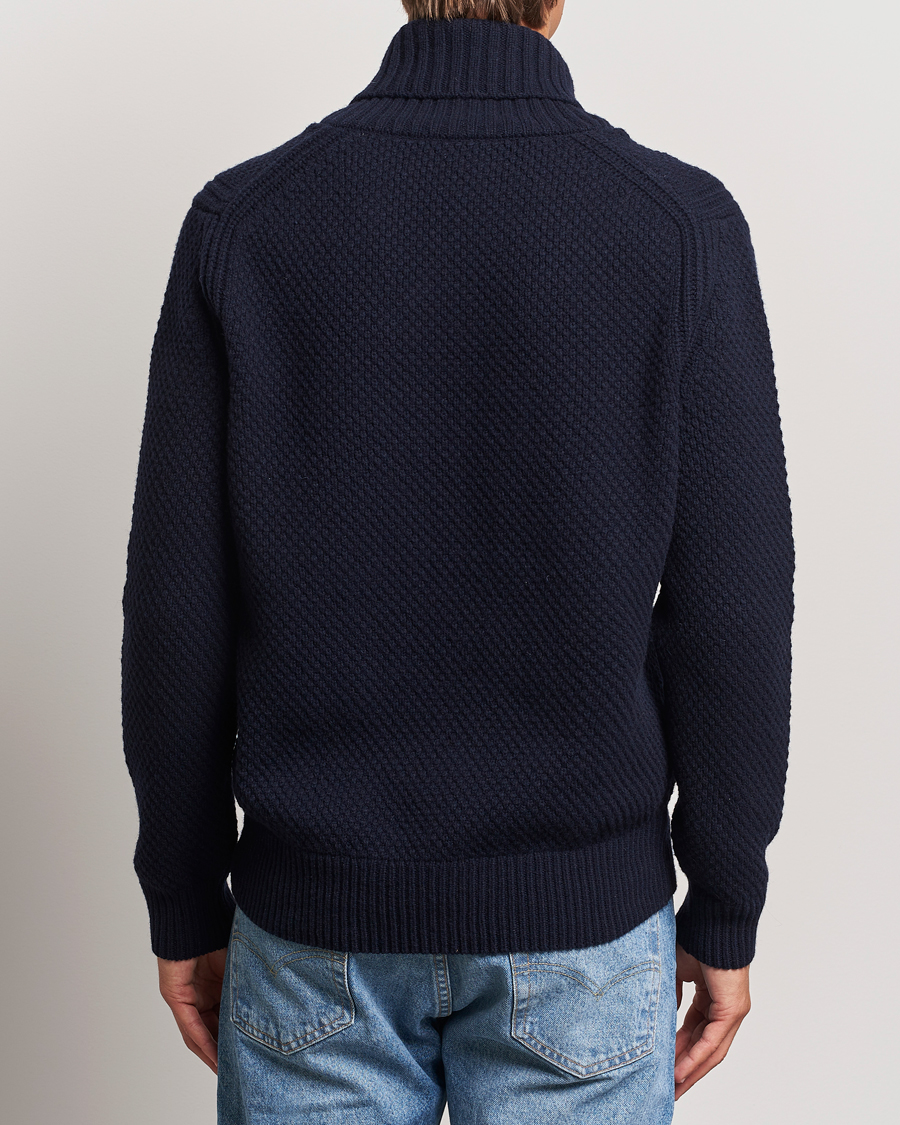 Hombres | Jerséis y prendas de punto | BOSS ORANGE | Amadon Knitted Shawl Collar Sweater Dark Blue