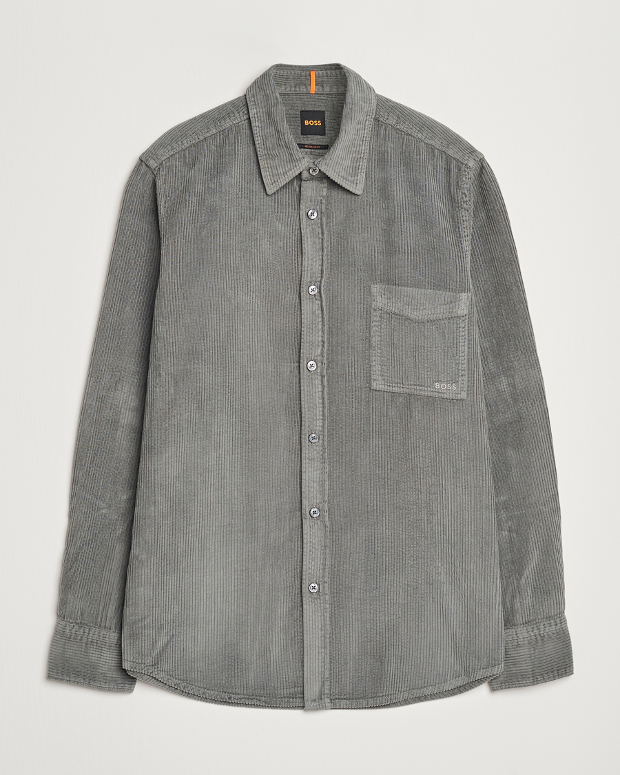 Hombres | Camisas | BOSS ORANGE | Relegant Corduroy Shirt Open Grey