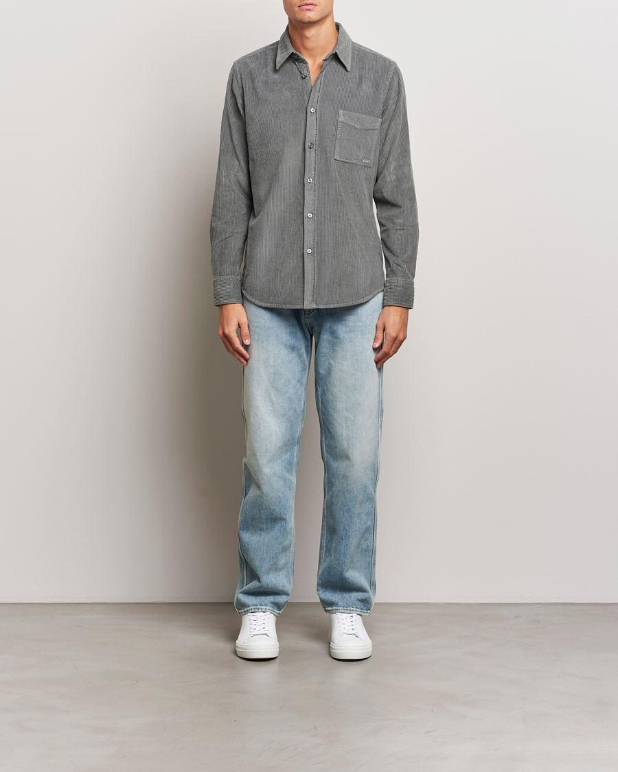 Hombres | Camisas | BOSS ORANGE | Relegant Corduroy Shirt Open Grey