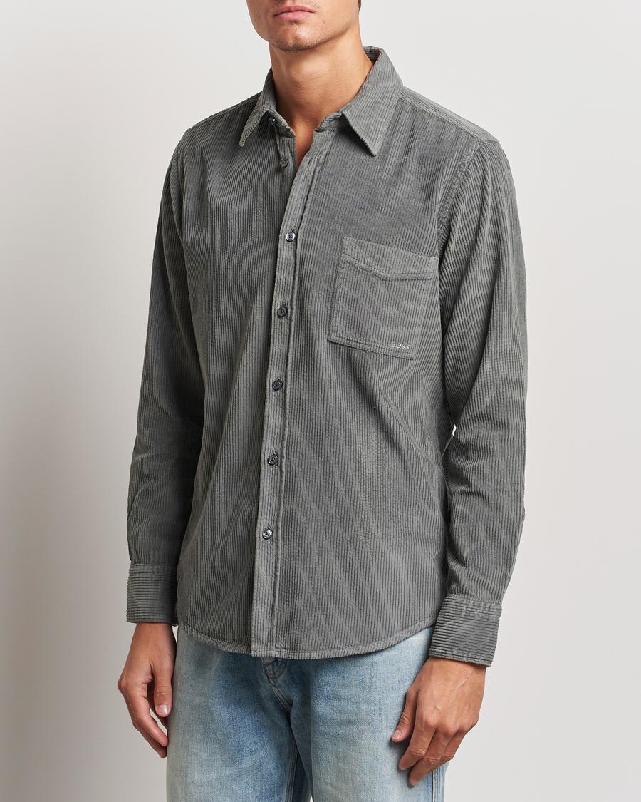 Hombres | Camisas | BOSS ORANGE | Relegant Corduroy Shirt Open Grey