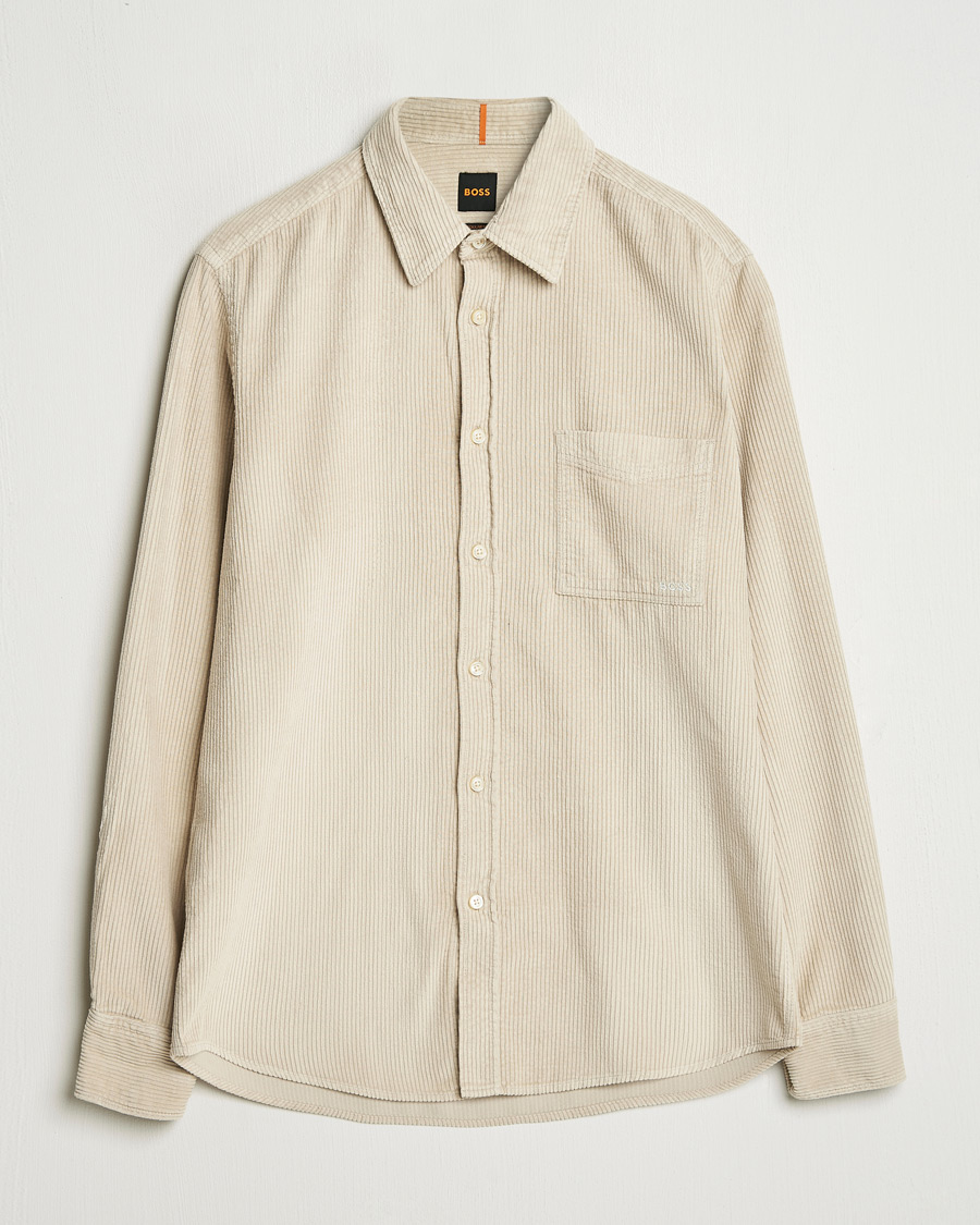 Hombres | Camisas | BOSS ORANGE | Relegant Corduroy Shirt Light Beige
