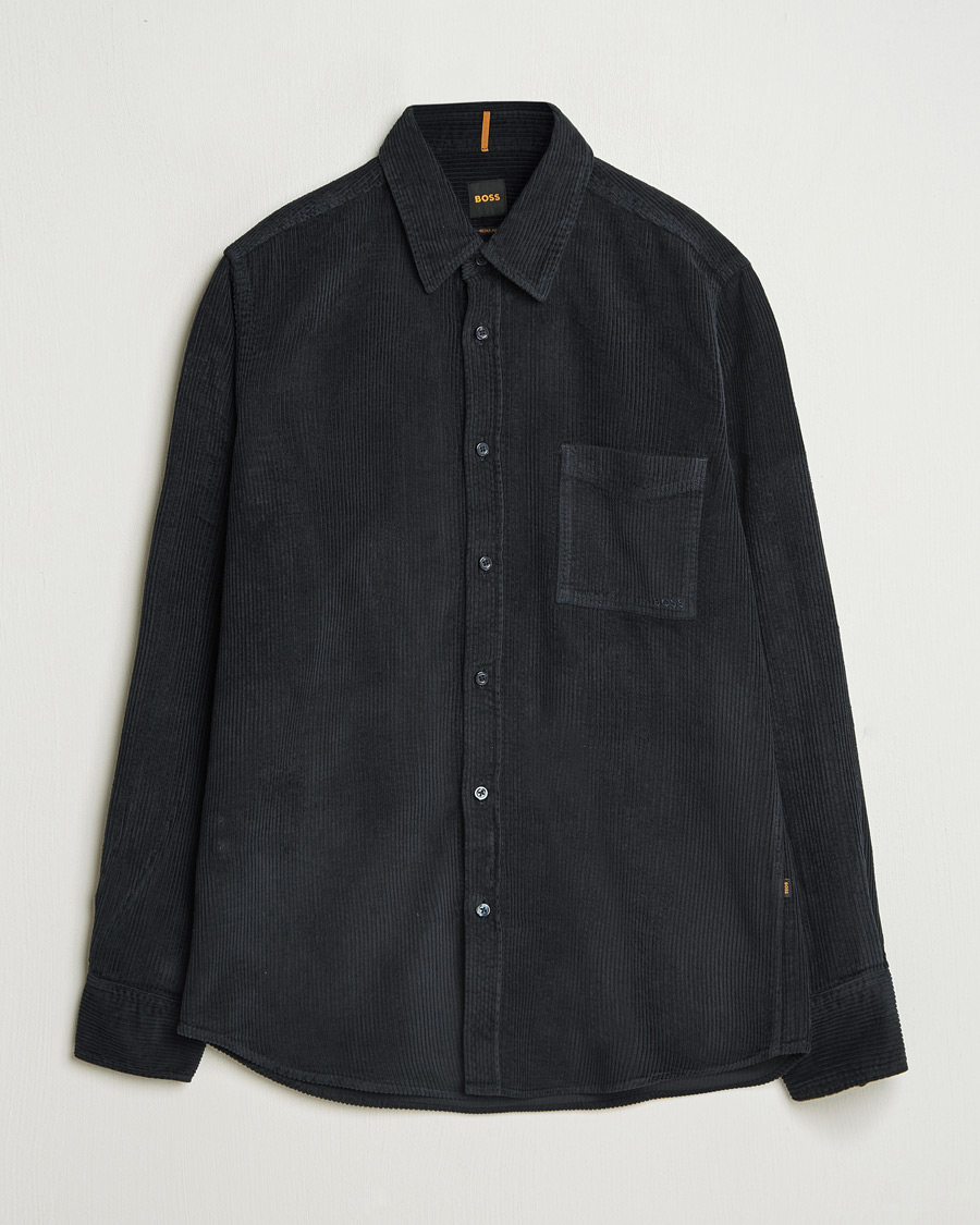 Hombres | Camisas | BOSS ORANGE | Relegant Corduroy Shirt Dark Blue