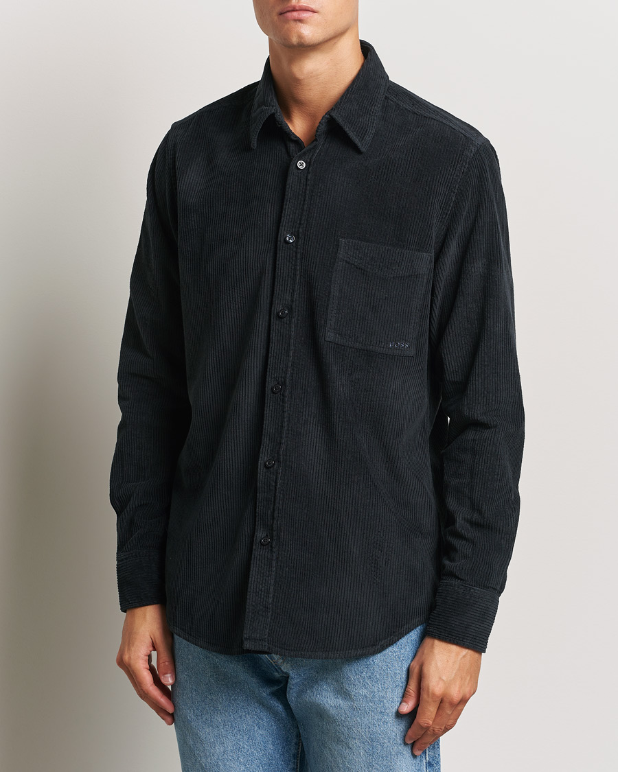 Hombres | Camisas | BOSS ORANGE | Relegant Corduroy Shirt Dark Blue