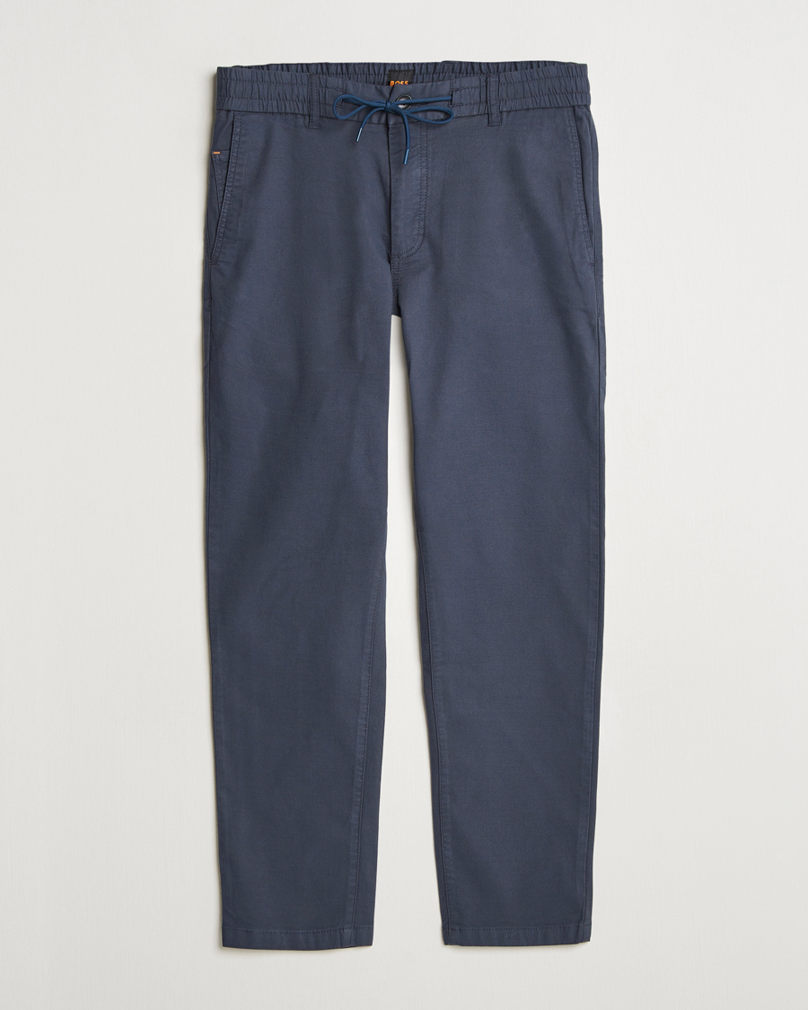 Hombres | Pantalones | BOSS ORANGE | Tapered Drawstring Trousers Dark Blue