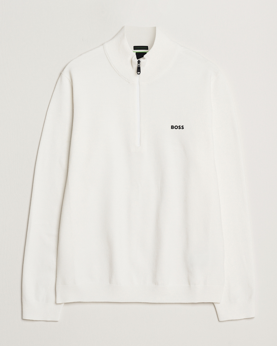 Hombres | Jerséis y prendas de punto | BOSS GREEN | Momentum Knitted Half Zip White