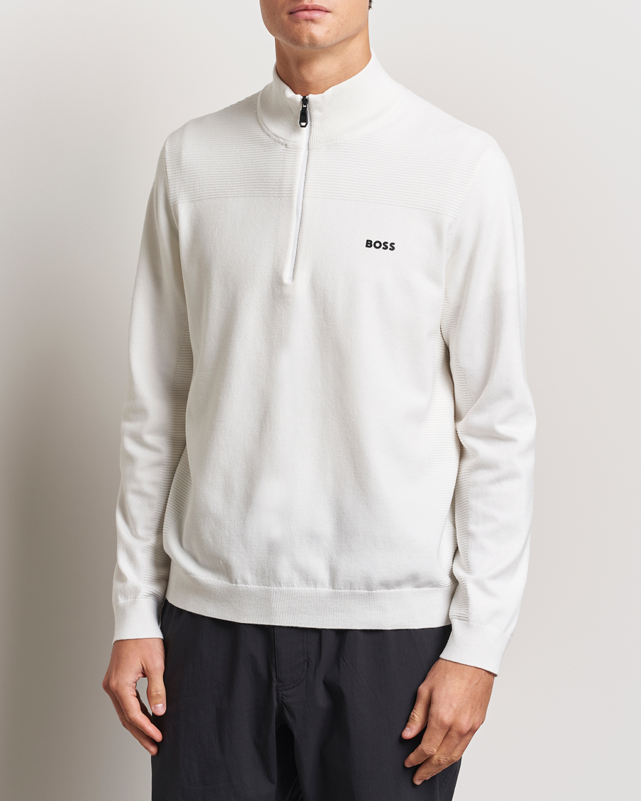 Hombres | Jerséis y prendas de punto | BOSS GREEN | Momentum Knitted Half Zip White