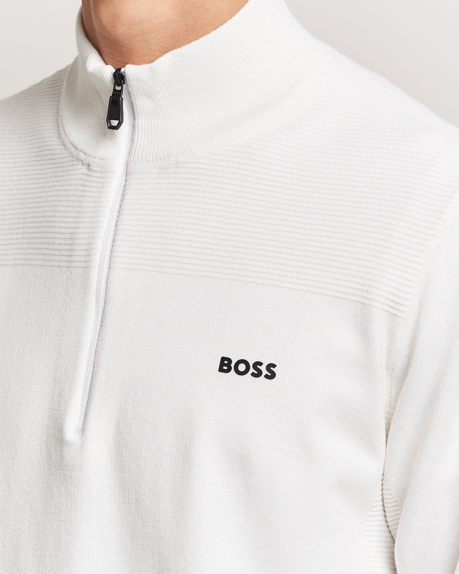 Hombres | Jerséis y prendas de punto | BOSS GREEN | Momentum Knitted Half Zip White