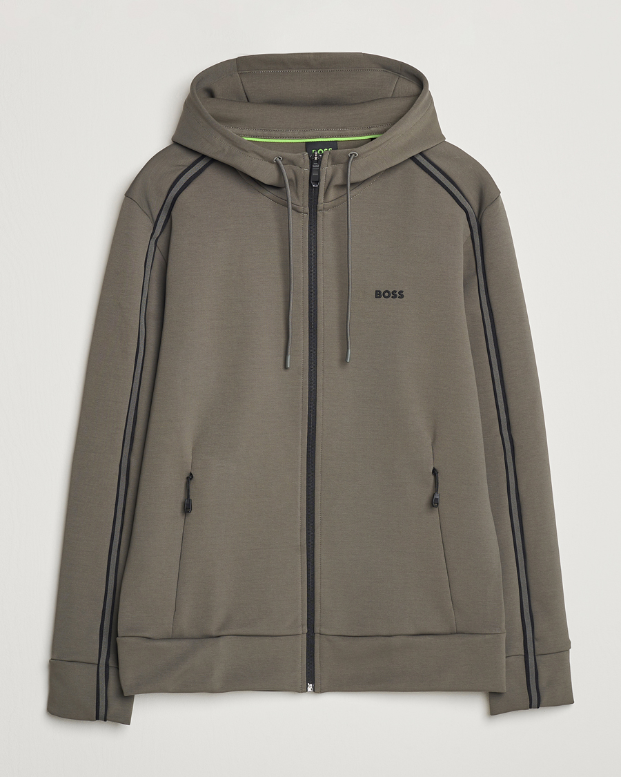 Hombres | Jerséis y prendas de punto | BOSS GREEN | Saggy Full Zip Hoodie Light Grey