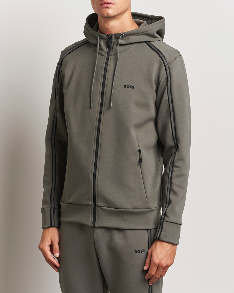 Hombres | Jerséis y prendas de punto | BOSS GREEN | Saggy Full Zip Hoodie Light Grey