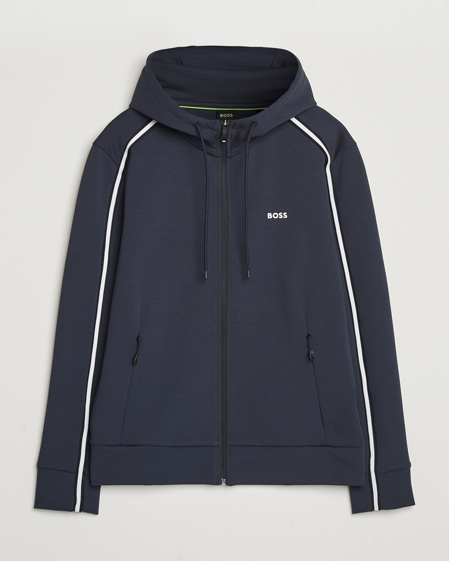Hombres | Jerséis y prendas de punto | BOSS GREEN | Saggy Full Zip Hoodie Dark Blue