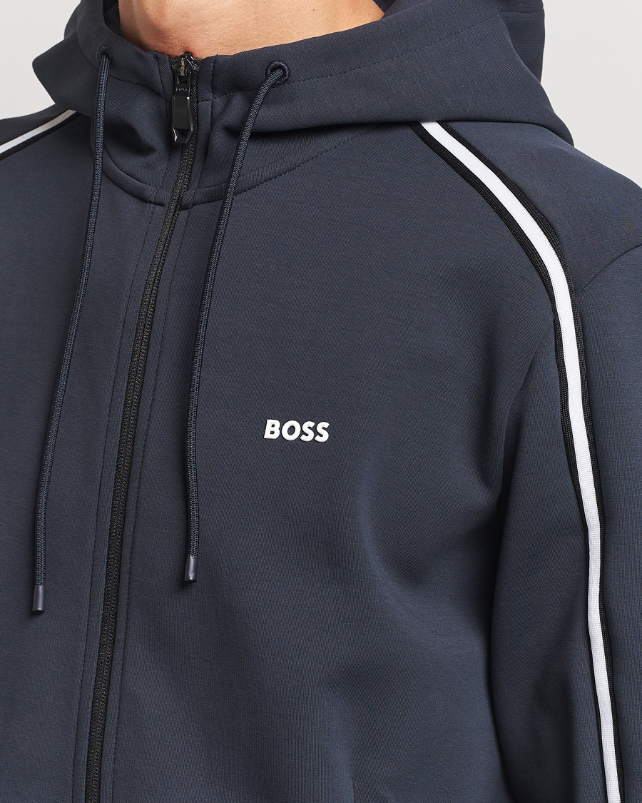 Hombres | Jerséis y prendas de punto | BOSS GREEN | Saggy Full Zip Hoodie Dark Blue