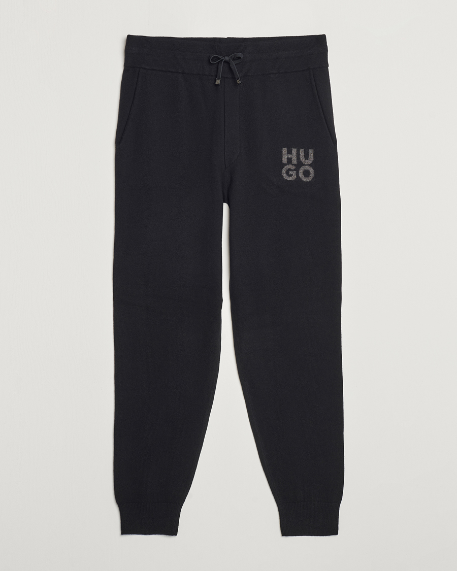 Hombres | Pantalones | HUGO | San Steero Wool Knitted Joggers Black