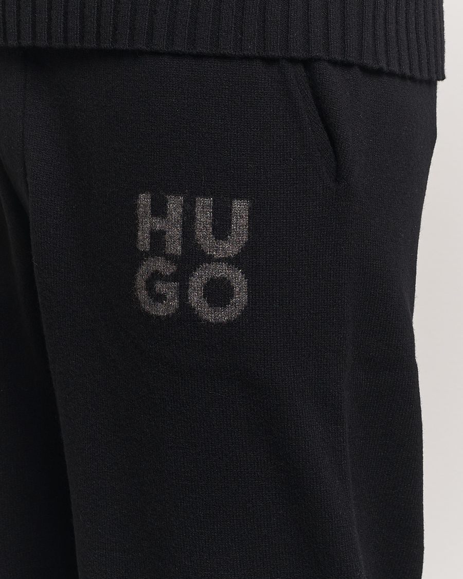 Hombres | Pantalones | HUGO | San Steero Wool Knitted Joggers Black