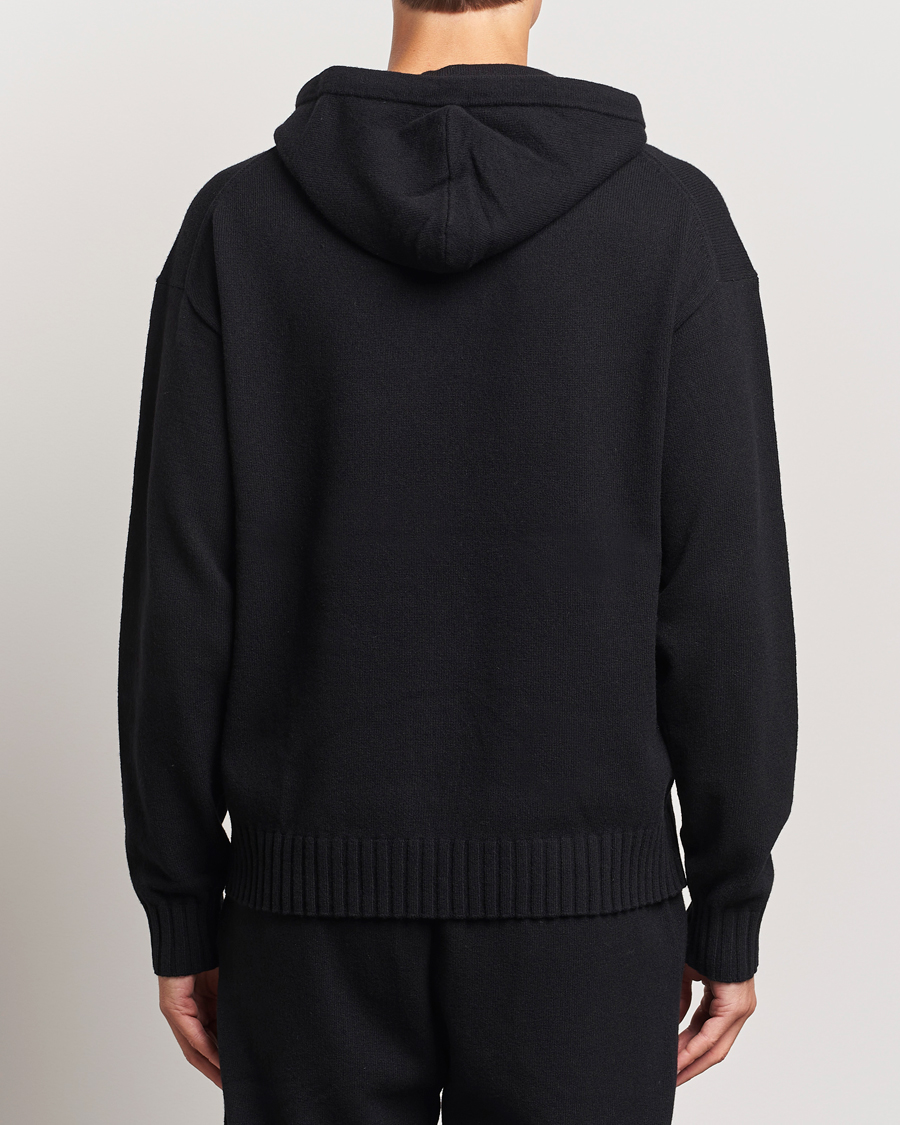 Hombres | Jerséis y prendas de punto | HUGO | San Henry Wool Knitted Hoodie Black