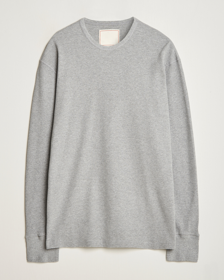 Hombres | Jerséis y prendas de punto | Jeanerica | Jean Waflle Texture Sweater Light Grey Melange