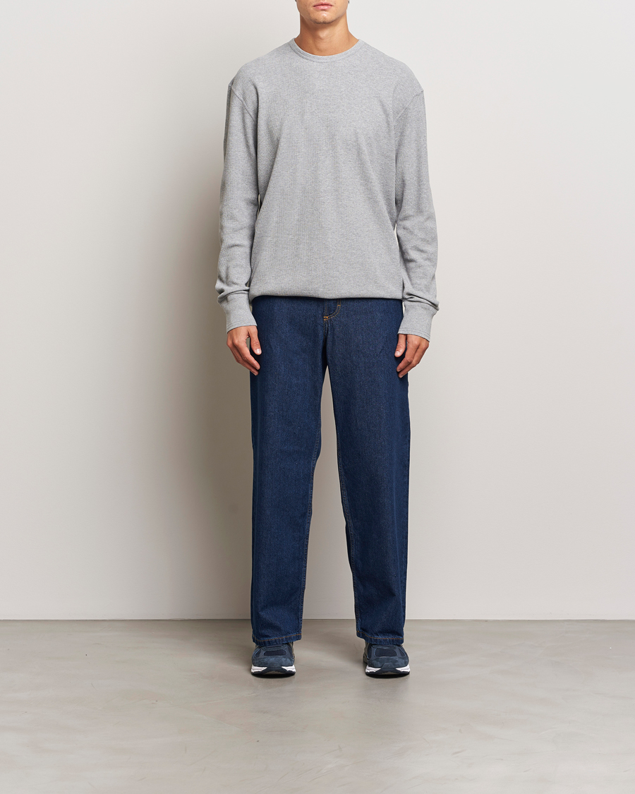 Hombres | Jerséis y prendas de punto | Jeanerica | Jean Waflle Texture Sweater Light Grey Melange