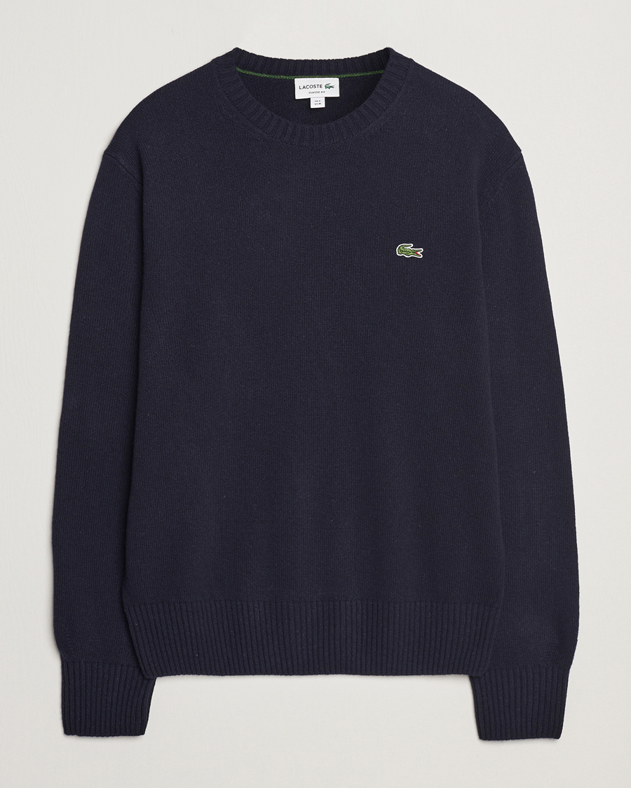 Hombres | Jerséis y prendas de punto | Lacoste | Carded Wool Crew Neck Navy