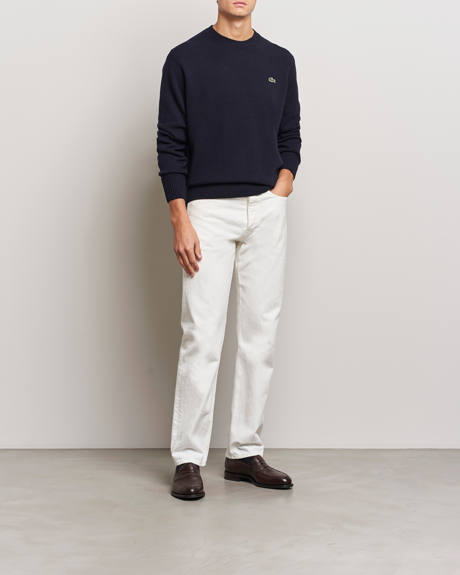 Hombres | Jerséis y prendas de punto | Lacoste | Carded Wool Crew Neck Navy