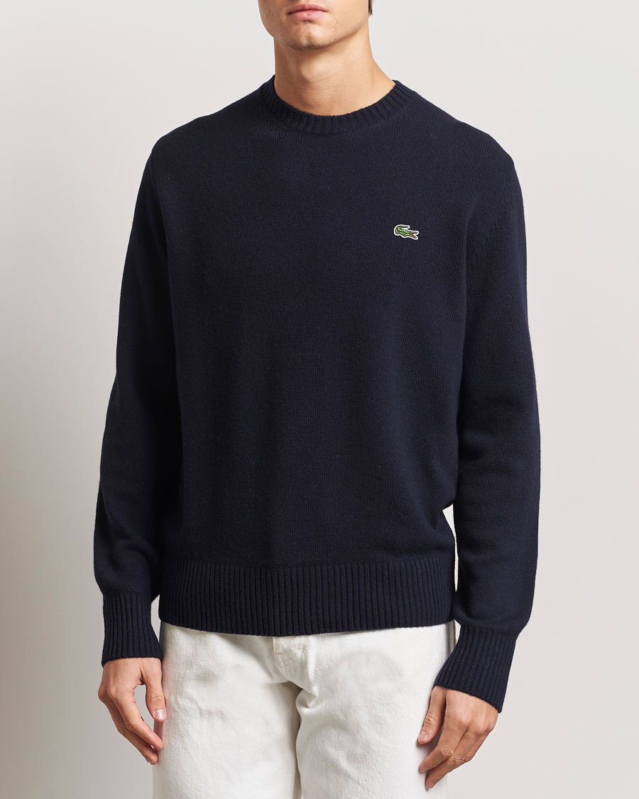 Hombres | Jerséis y prendas de punto | Lacoste | Carded Wool Crew Neck Navy