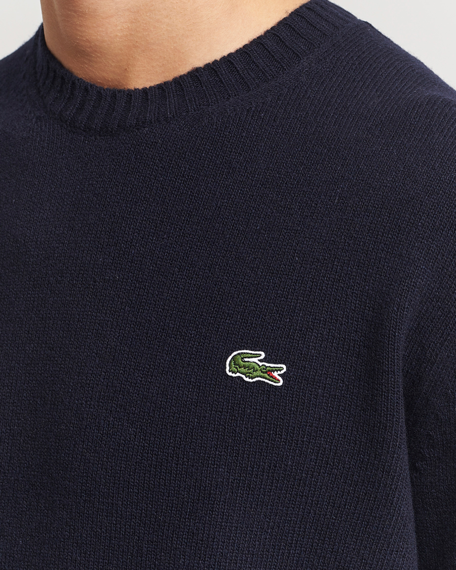 Hombres | Jerséis y prendas de punto | Lacoste | Carded Wool Crew Neck Navy