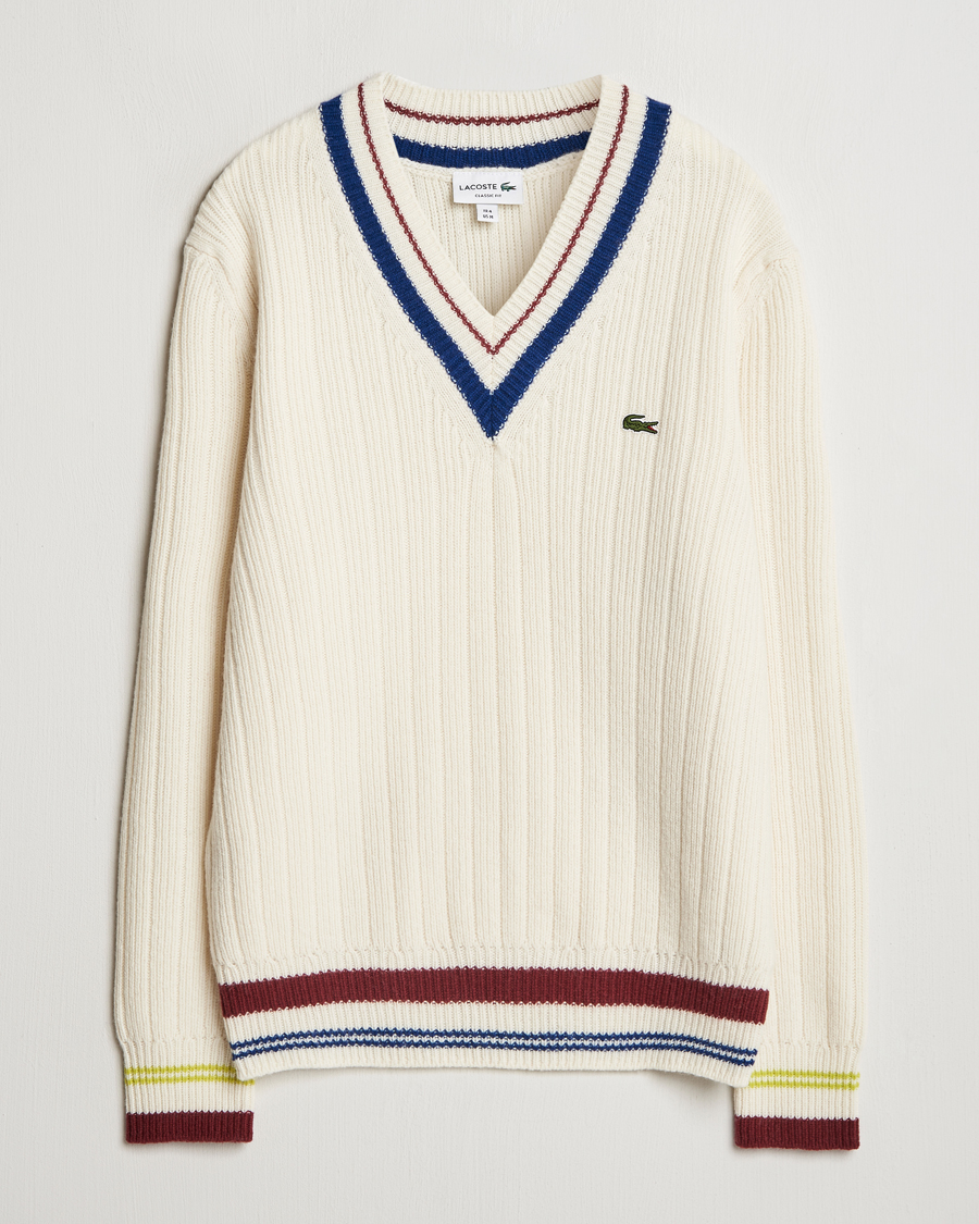 Hombres | Jerséis y prendas de punto | Lacoste | Retro Tennis Wool V-Neck Lapland