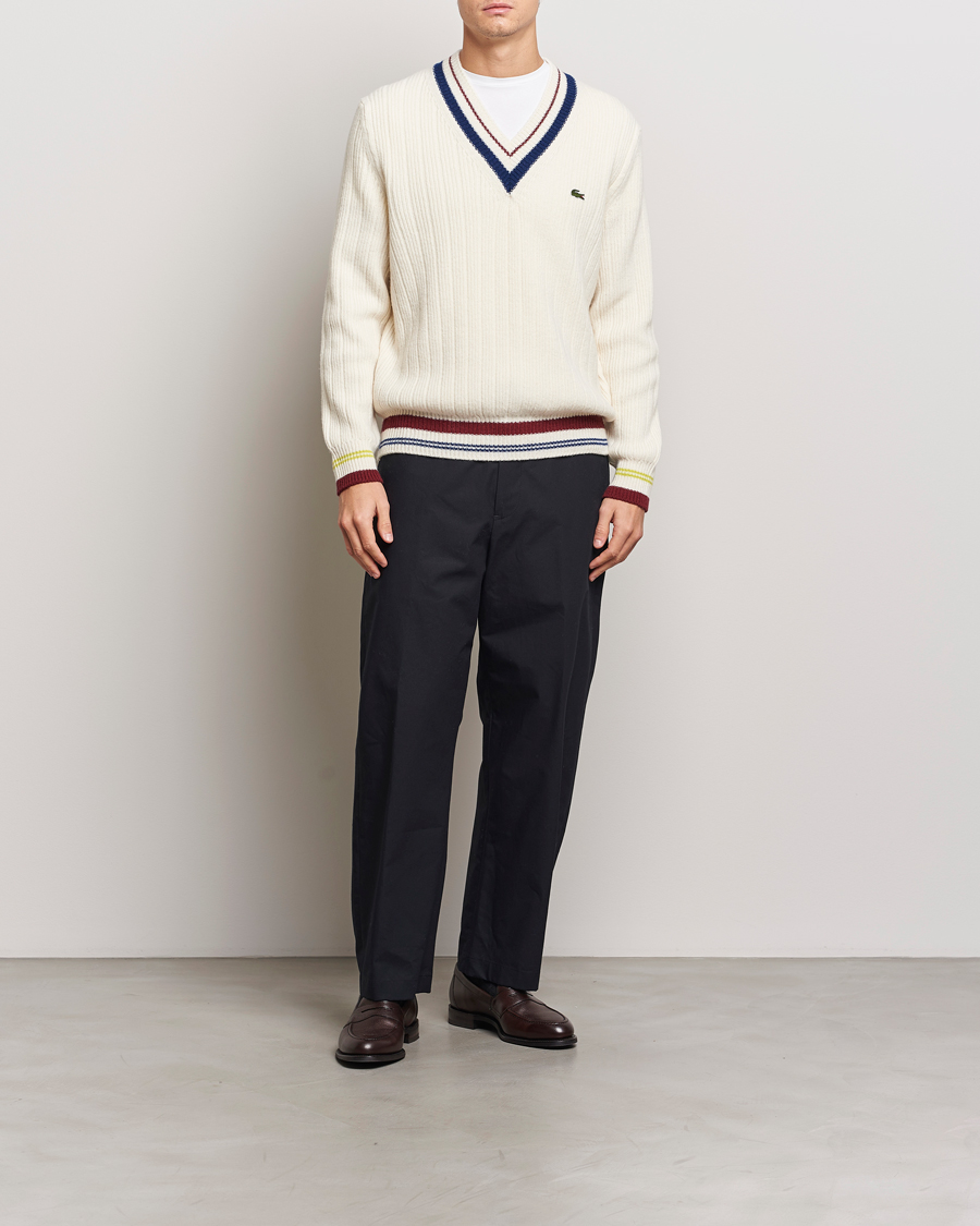 Hombres | Jerséis y prendas de punto | Lacoste | Retro Tennis Wool V-Neck Lapland