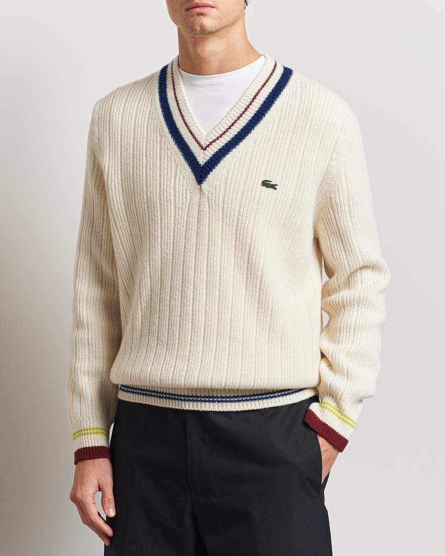 Hombres | Jerséis y prendas de punto | Lacoste | Retro Tennis Wool V-Neck Lapland