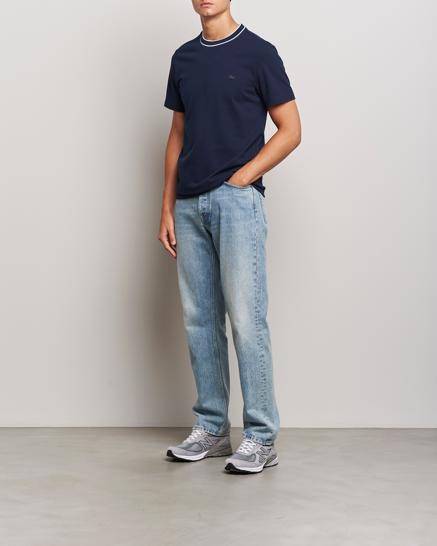 Hombres | Camisetas | Lacoste | Contrast Rib Piqué T-Shirt Navy Blue