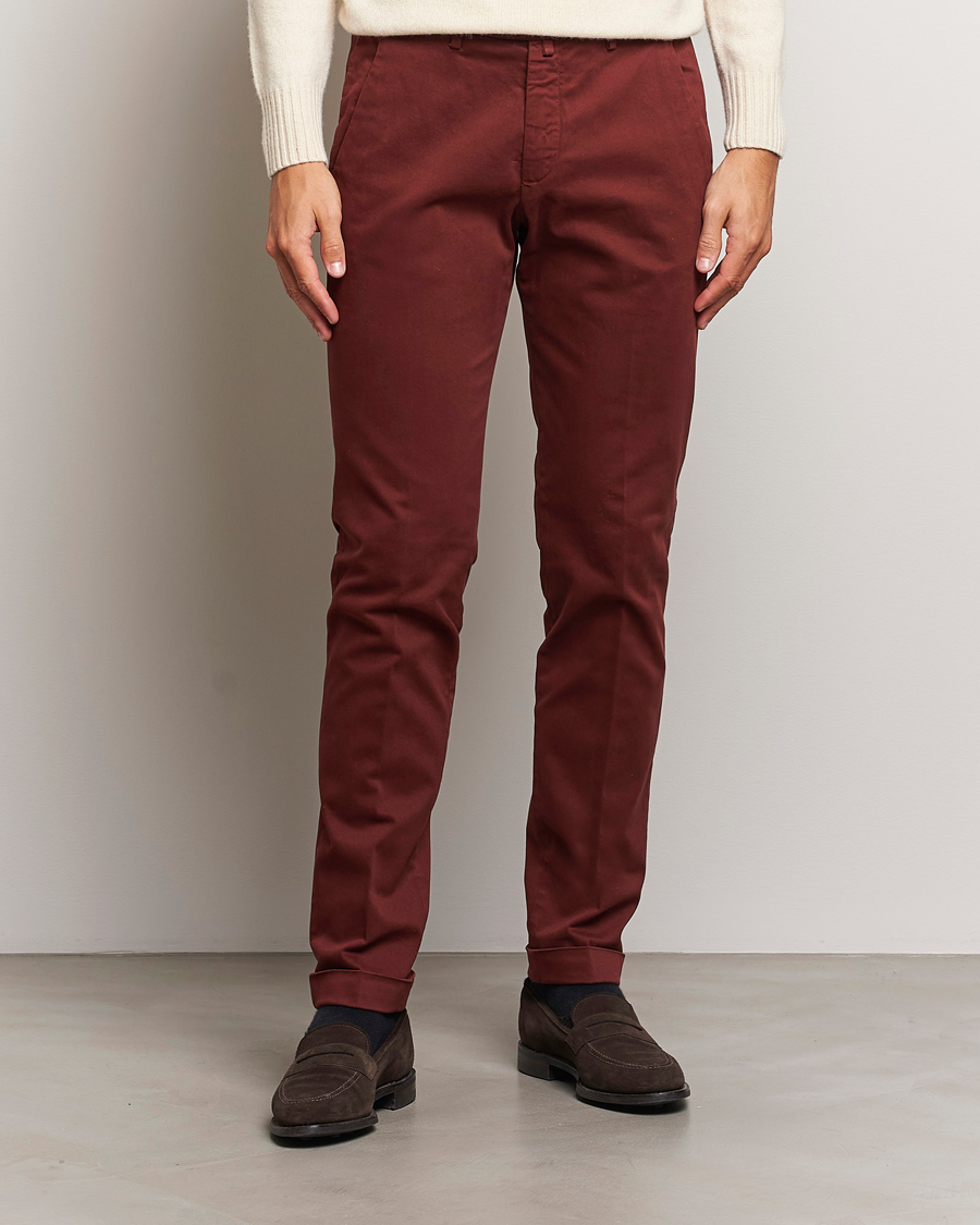 Hombres | Pantalones | Briglia 1949 | Slim Fit Cotton Stretch Chino Wine